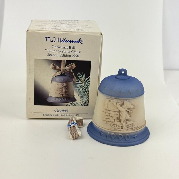 M.J. Hummel Christmas Bell "Letter To Santa Claus" 1990 Second Edition Porcelain - Picture 1 of 14